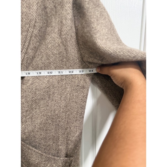 Nobler Fashions Women's Wool Blend Herringbone Shawl Collar Overcoat Tan - Picture 11 of 11